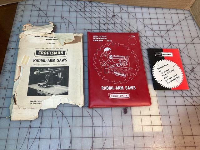 Manual de sierra de brazo radial Craftsman 9-2938 • 1969 vintage Sears 92938