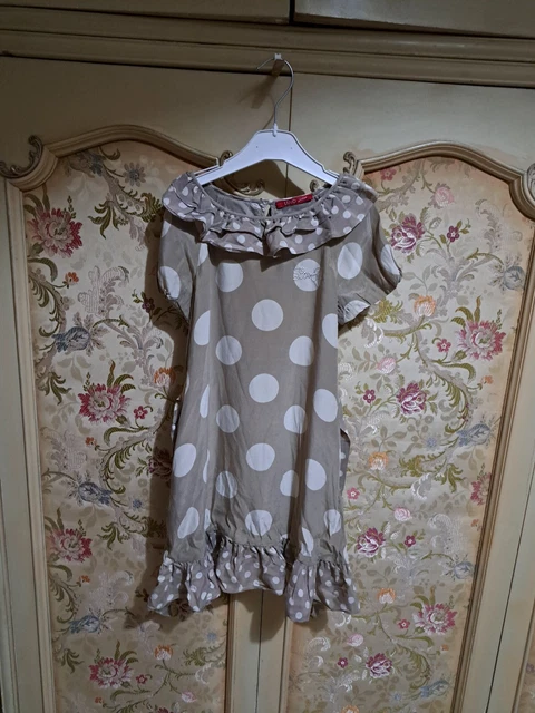 Robe Fille George Blanche Peinte à La Main - Thème Alice Au Pays Des Merveilles - Taille 2-3 Ans - Neuf