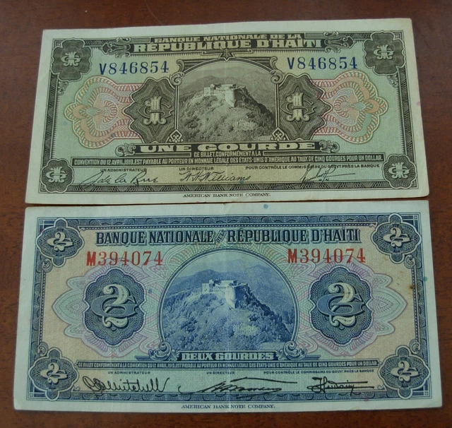 Haiti Lot of 1 and 2 Gourdes Circulated Notes