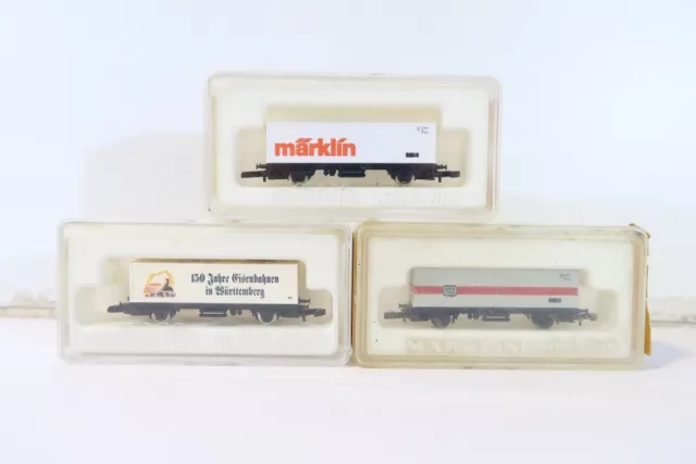 Z Märklin Mini-Club 8615/17/17 - Trois Wagons Porte-Containers "Modèles Divers"