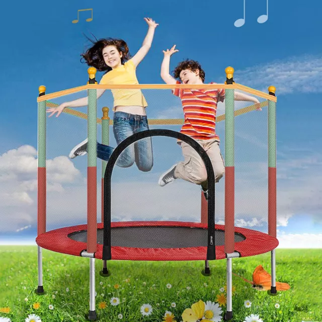 5FT Kid Trampoline With Safety Net Enclosure Children Outdoor Garden Fun Toy