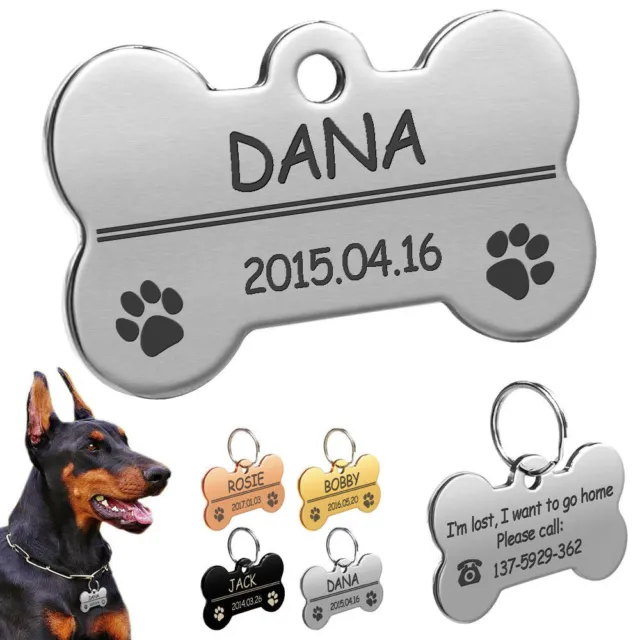 Bone Shape Dog Tags Personalized Engraved Pet Puppy ID Name Tag with 4 Colors