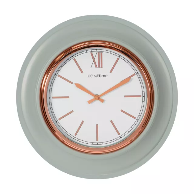 Hometime Round Wall Clock Grey / Rose Gold Bezel Roman