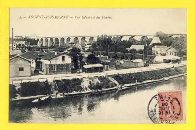 cpa 94 - NOGENT sur MARNE Vue Générale du VIADUC Hangar Entreprise CHARLIER