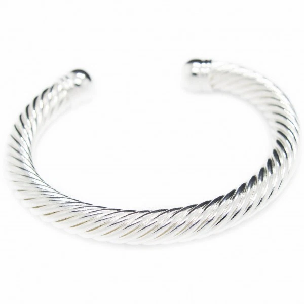 Bracelet Jonc Torsadé Homme Argent 925/1000 - Jonc Ouvert