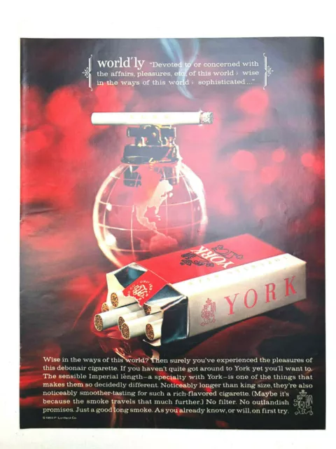 Vintage 1963 York Imperial Cigarette Print Ad Art Worldly Sophisticated