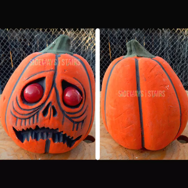 VINTAGE STYROFOAM JACK-O'-LANTERNS handmade Halloween pumpkins light up creepy 3