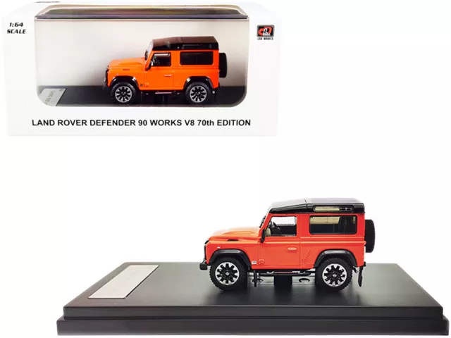 Land Rover Defender 90 Works V8 Bright Orange with Black Top "70th Edition" 1/64
