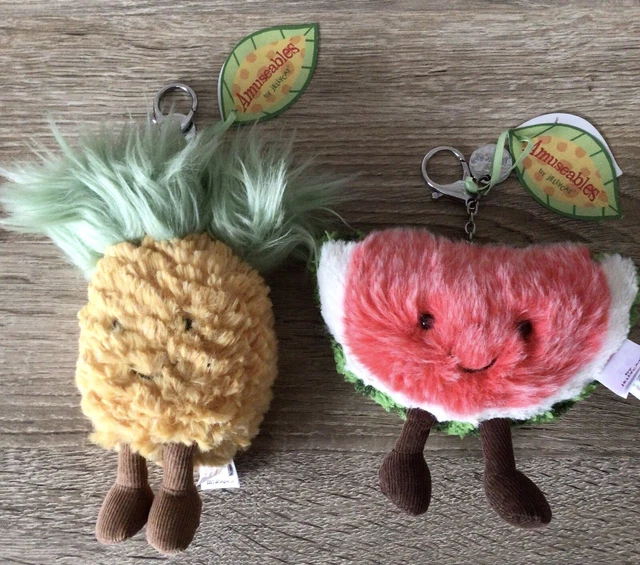 JELLYCAT AMUSEABLE WATERMELON & Pineapple Bag Charm Key ring BNWT £20.