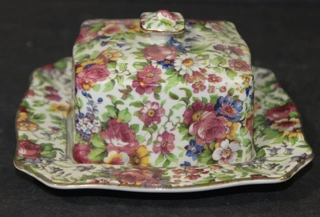 Royal Winton Summertime Grimwades China Covered Butter Cheese Dish England Fine