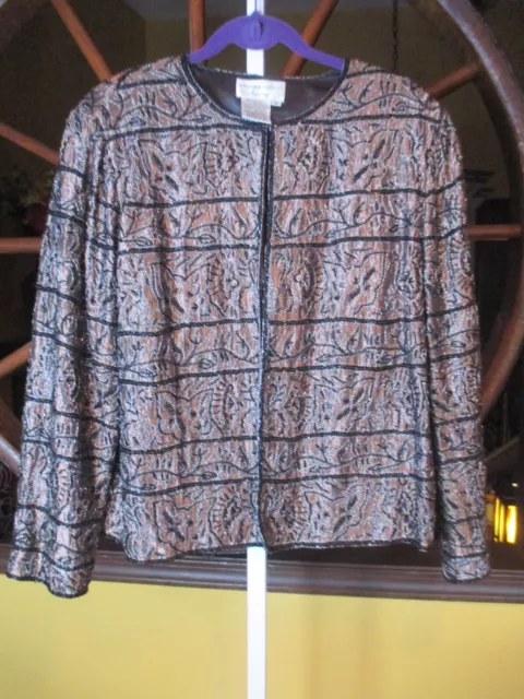 ADRIANNA PAPELL  1X Black & Copper Beaded Evening Jacket Blazer