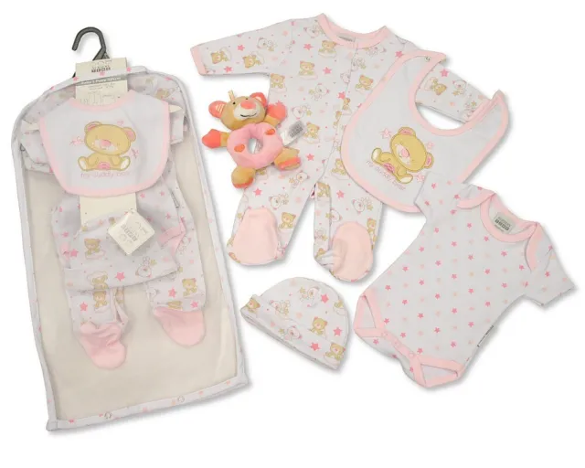 Baby Girls 5 Pcs Layette Gift Set with Cuddly Toy