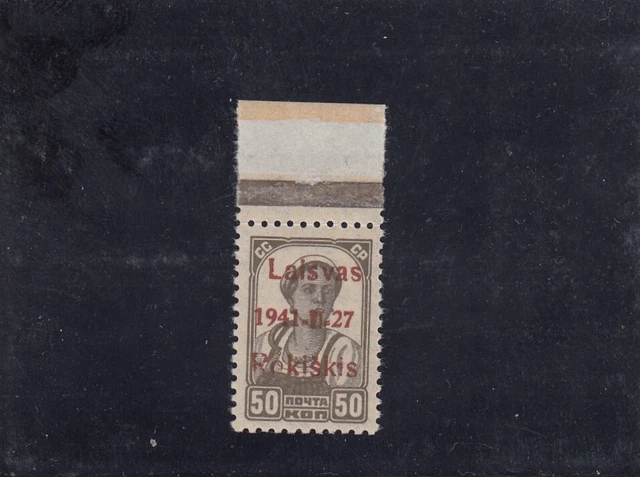 Litauen: MiNr. 6b Aufdruck Type II, postfrisch, vom Oberrand, BPP Attest