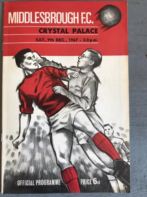 Middlesbrough v Crystal Palace(Division 2 67/8) 9/12/67