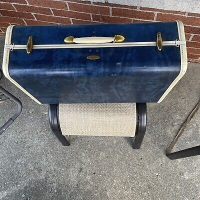 Vintage Samsonite Shwayder Blue Marble Carry On Luggage Suitcase Hard Side 21"