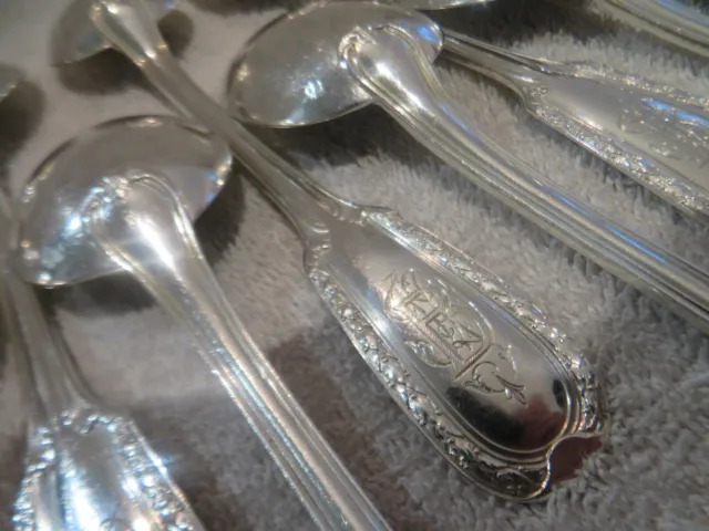 Gorgeous 1900 French 950 silver 12 dessert spoons Louis XVI st Christofle 18,6cm