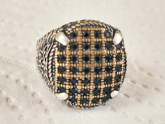 ANCIENNE BAGUE CHEVALIÈRE Homme Argent Massif 925 , Bronze,T63, poids