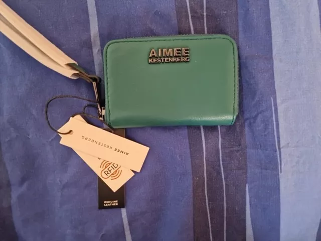 Aimee Kestenberg Leather RFID Card Wallet,  rainforest Green, New With Tag