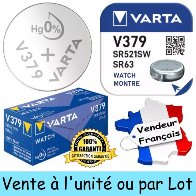 VARTA - Pile bouton pour montre : V379 SR63 SR521SW Oxyde d'Argent 1,55V 14 mAh