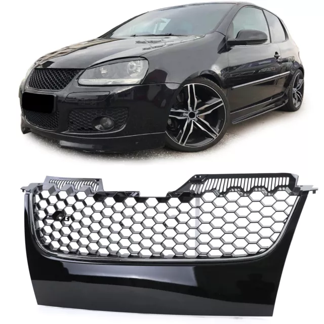 Sport Waben Kühlergrill ohne Emblem mit Chromleiste für VW Golf 5 GTI 03-09