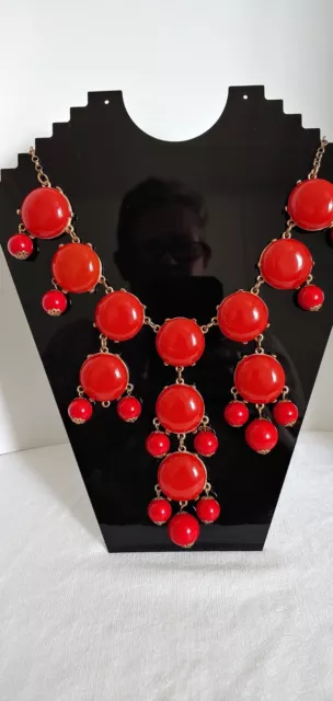 J Crew Red Bubble Statement Necklace