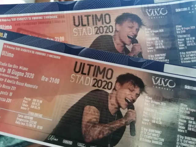 2 biglietti concerto Ultimo, San Siro  Milano 23/07/22, II Anello Rosso 