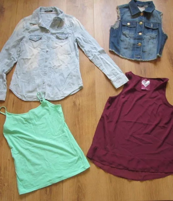 Bundle Of X4 Teenage Girls Age 15 Years Uk Size 10 Denim Tops Etc