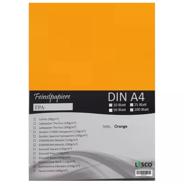 50 Blatt DIN A4 Gmund Transparentpapier 100g Farbe orange transparent (FPA-121)