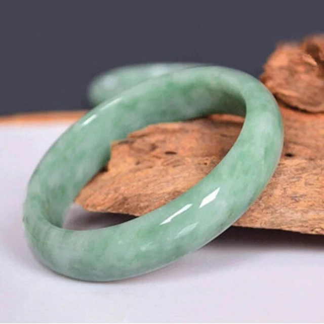 56mm-62mm Female beautiful AAA Bangle Light Green Jade Hand-carved Bracelet