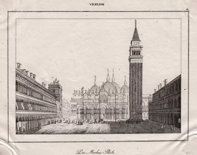 Venedig Veneto Markusplatz Original Stahlstich Weng 1840