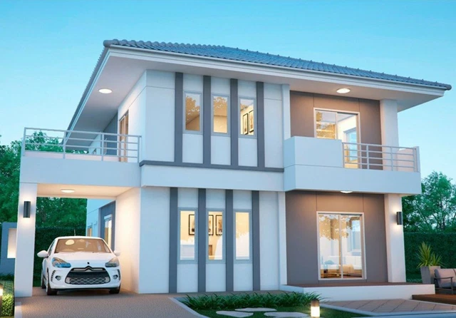 Custom House Home Building Plans 5 Bed Room & 3 Bath Room with Garage & CAD File