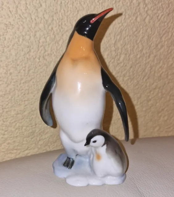 Hutschenreuther Pinguin Figur "Mutter mit Kind" Entwurf Hans Achtziger Vogel