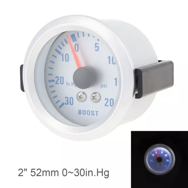 2 Inch 52mm Car Turbo Boost Pressure Pointer Gauge Meter 0-30in.Hg / 0-20PSI UK