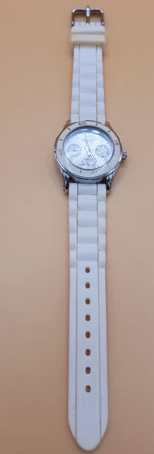 Relic White Dial Silver Tone Case White Silicone Band Needs Battery Untested 