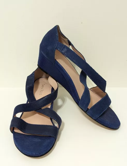 TARYN ROSE Women's Blue Saraia Demi-Wedge Sandal Size 10M