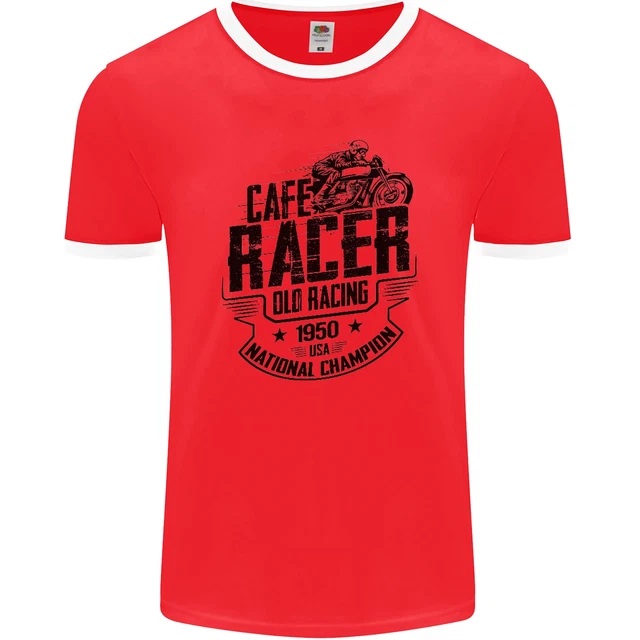 Cafe Racer Old Racing Motorcycle Biker Mens Ringer T-Shirt FotL