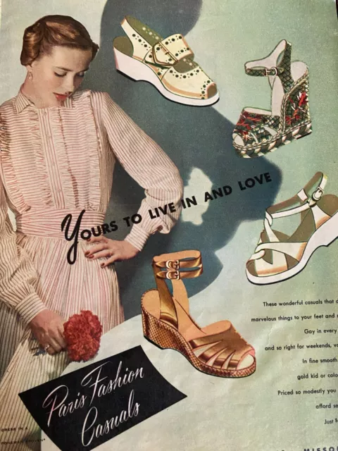 Paris Fashion Shoes, Full Page Vintage Print Ad, a