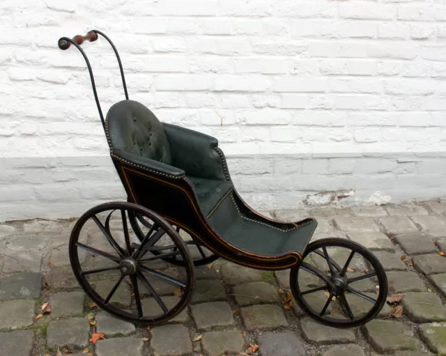 Original antiker alter Kinderwagen um 1870 Buggy 3 Räder Selten Puppenwagen