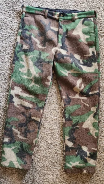 VINTAGE CABELAS WHITETAIL FLEECE CAMO HUNTING PANTS XXL 2XL USA 36 x 32