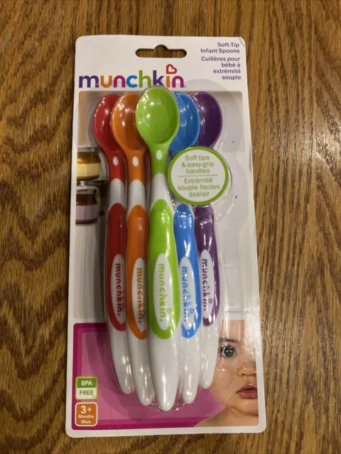 Munchkin 10062 Soft-Tip Infant Spoons - Multi-Color (Pack of 6) New! 