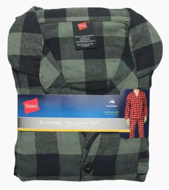 Hanes #11344 NEW Men's Multicolor Plaid 100% Cotton Flannel Pajama Set