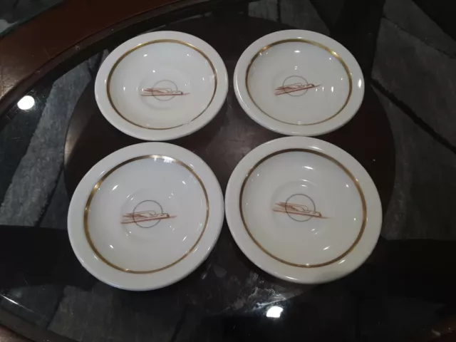 Vintage Scammells Trenton China Union Pacific Saucers Set Of 4