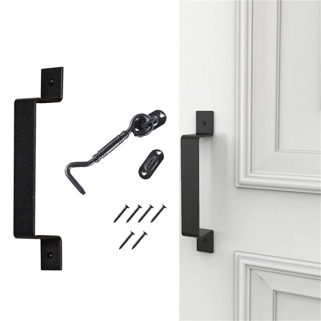 Sliding Barn Door Handle Pull And Flush Gate Hardware Kit Set Matte Black