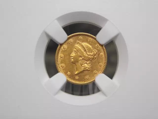 1853 $1 Liberty Head GOLD One Dollar *TYPE 1* $1 NGC AU58 #001 About Unc ECC&C