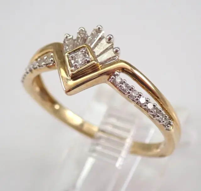 1.50Ct Rund Schliff Echter Moissanit V Winkel Cocktail Ring 14K Gelb Vergoldet 3