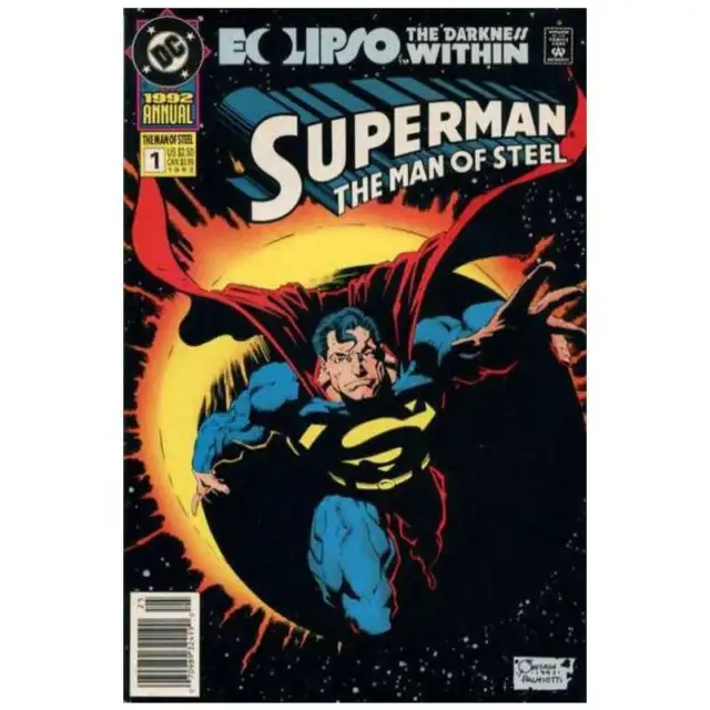 Superman: The Man of Steel Annual #1 Newsstand in VF + condition. DC comics [o