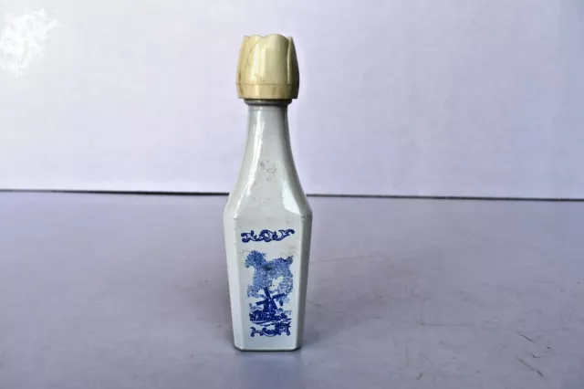 Vintage Dutch Windmill Empty Liquor Bottle Vandermint Delft Blue Rare Collectibl