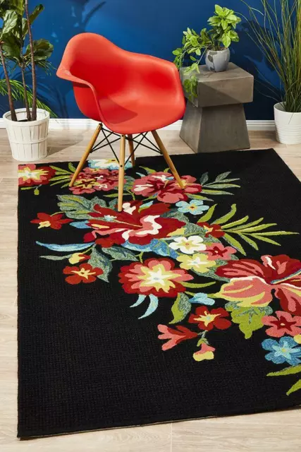 RUG BLACK RED Indoor Out Door Modern Designer Floor Mat Carpet Free Delivery*