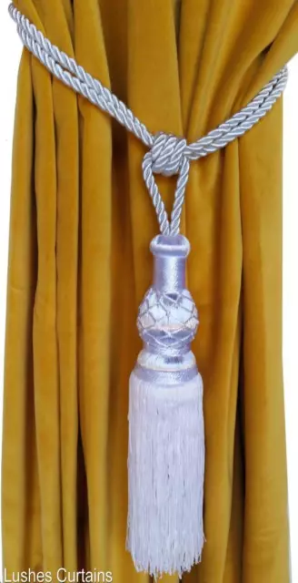 1 White Window Treatment Home Decor Curtain Drapery Tassel Rope Tieback/Holdback
