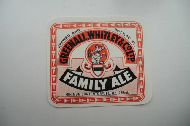 MINT GREENALL WHITNALL ST HELENS FAMILY ALE 9 2/3 fl oz BREWERY BEER LABEL
